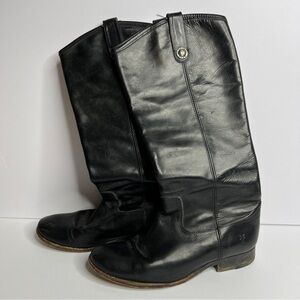 Frye Melissa Button Black Leather Riding Boots Size 8
